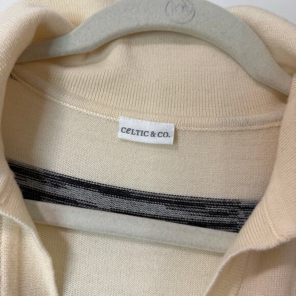 Celtic & Co Women's Sweater Dress Polo Maxi Wool Stripe Medium Cream Navy - Picture 4 of 10